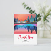 Landschaftlicher Wintersee mit Hirsch Vielen Dank Postkarte (Stehend Vorderseite)