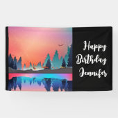 Landschaftlicher Wintersee mit Hirschfest Banner (Horizontal)