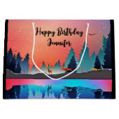 Landschaftlicher Wintersee mit Hirschfest Große Geschenktüte (Vorderseite)