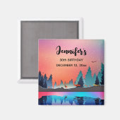 Landschaftlicher Wintersee mit Hirschfest Magnet (Vorderseite/Rückseite)