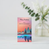 Landschaftlicher Wintersee mit Hirschfest Weihnach Visitenkarte (Stehend Vorderseite)