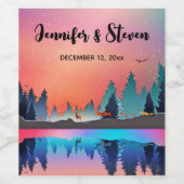 Landschaftlicher Wintersee mit Hirschhochzeit Weinetikett (Einzelnes Label)