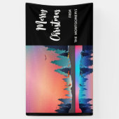 Landschaftlicher Wintersee mit Hirschwein Banner (Vertikal)