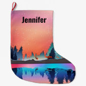 Landschaftlicher Wintersee mit Hirschwein Großer Weihnachtsstrumpf (Vorderseite)