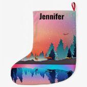 Landschaftlicher Wintersee mit Hirschwein Großer Weihnachtsstrumpf (Rückseite)