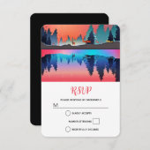 Landschaftlicher Wintersee mit Hirschwein RSVP Karte (Vorne/Hinten)