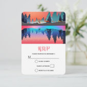 Landschaftlicher Wintersee mit Hirschwein RSVP Karte (Stehend Vorderseite)