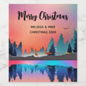 Landschaftlicher Wintersee mit Hirschwein Weinetikett (Einzelnes Label)