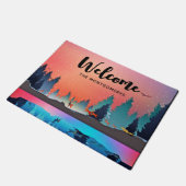 Landschaftlicher Wintersee mit Wilkommen Fußmatte (Schrägansicht)