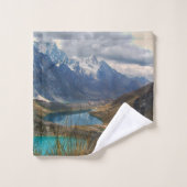 Landschaftliches Alpengebirge Foto Badhandtuch Set (Waschlappen)