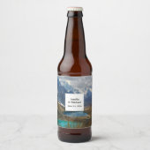 Landschaftliches Alpengebirge Foto Hochzeit Bierflaschenetikett (Vorderseite)