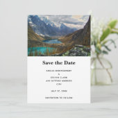 Landschaftliches Alpengebirge Foto Hochzeit Save The Date (Stehend Vorderseite)