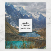 Landschaftliches Alpengebirge Foto Hochzeit Weinetikett (Einzelnes Label)