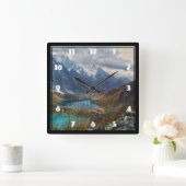 Landschaftliches Alpengebirge Foto Quadratische Wanduhr (Zuhause)