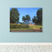 Landschaftliches altes Bauernhaus auf dem Bauernho Leinwanddruck (Insitu (Holzboden))