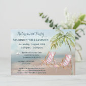 Landschaftliches Beach View Palm Tree Retirement P Einladung (Stehend Vorderseite)