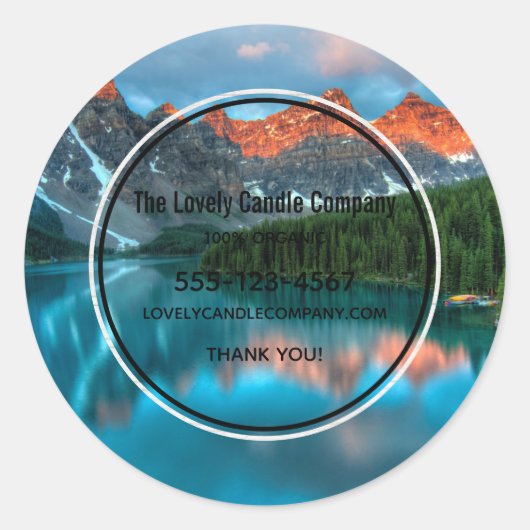 Landschaftliches Berg- und Seenfoto-Geschäft Runder Aufkleber (Vorderseite)