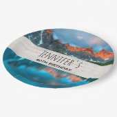 Landschaftliches Berglandschaftsbild Geburtstag Pappteller (Schrägansicht)