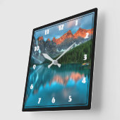 Landschaftliches Berglandschaftsbild Quadratische Wanduhr (Winkel)
