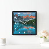 Landschaftliches Berglandschaftsbild Quadratische Wanduhr (Zuhause)