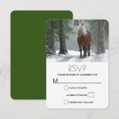 Landschaftliches Braunes Pferd in einem Winterwald RSVP Karte (Vorne/Hinten)