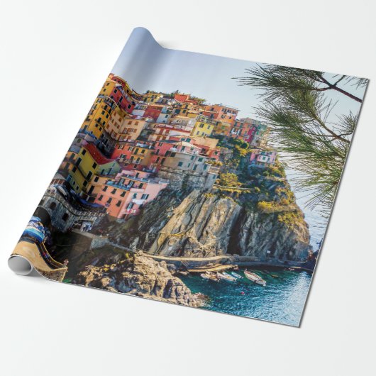 Landschaftliches Dorf, Cinque Terre, Ligurien, Ita Geschenkpapier (Ungerollt)
