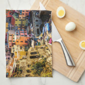 Landschaftliches Dorf, Cinque Terre, Ligurien, Ita Geschirrtuch (Viertel Falte)