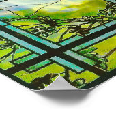 Landschaftliches Fenster aus Vintagem Glas Poster (Ecke)