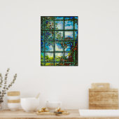 Landschaftliches Fenster aus Vintagem Glas Poster (Küche)