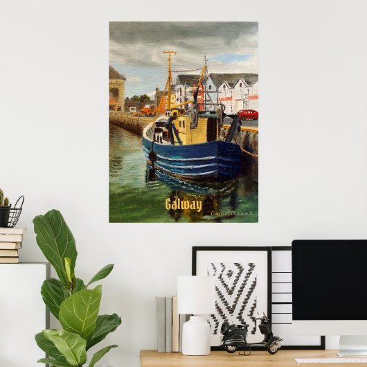 Landschaftliches Fischerboot von Galway City Irlan Poster (Heimbüro)