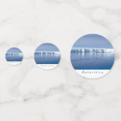 Landschaftliches Foto der Antarktis mit weißem Tex Konfetti (Vorderseiten)