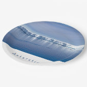 Landschaftliches Foto der Antarktis mit weißem Tex Pappteller (Schrägansicht)