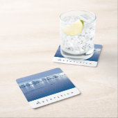 Landschaftliches Foto der Antarktis mit weißem Tex Rechteckiger Pappuntersetzer (Vor Ort)