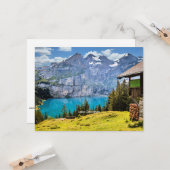 Landschaftliches Foto des Oeschinen Sees Karte (Vorderseite/Rückseite Beispiel)