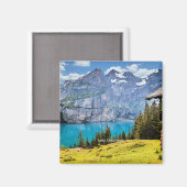 Landschaftliches Foto des Oeschinen Sees Magnet (Vorderseite/Rückseite)