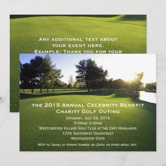 Landschaftliches Golf Outing Einladung (Vorne/Hinten)