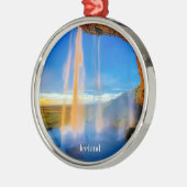 Landschaftliches Island, Skogafoss-FotoWa Ornament Aus Metall (Links)