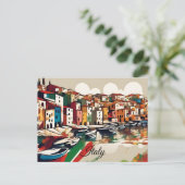 Landschaftliches Italien - Mittelmeerküste - Flagg Postkarte (Stehend Vorderseite)