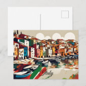 Landschaftliches Italien - Mittelmeerküste - Flagg Postkarte (Vorne/Hinten)