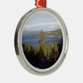 Landschaftliches Lake Tahoe Deluxe Silbernes Ornament (Rechts)