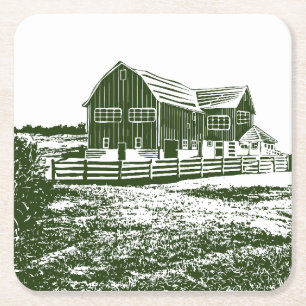 Landschaftliches Landschaftsbauernhaus im Landhaus Rechteckiger Pappuntersetzer