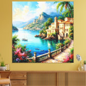 Landschaftliches Mittelmeerküstendorf Leinwanddruck (Insitu (Wohnzimmer))