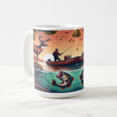 Landschaftliches Outdoor-Fischerboot, Hirsch und B Kaffeetasse (Vorderseite Links)