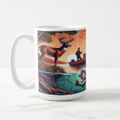 Landschaftliches Outdoor-Fischerboot, Hirsch und B Kaffeetasse (Links)
