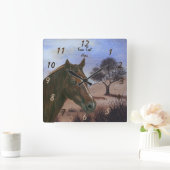 landschaftliches pferdeartiges quadratische wanduhr (Zuhause)