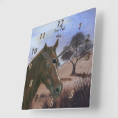 landschaftliches pferdeartiges quadratische wanduhr (Winkel)