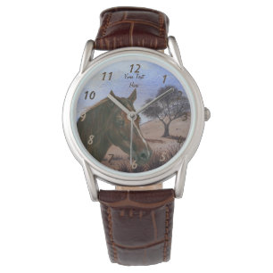 landschaftliches Pferdportrait Kastanienmare Armbanduhr