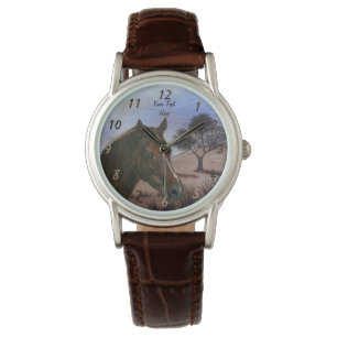 landschaftliches Pferdportrait Kastanienmare Armbanduhr