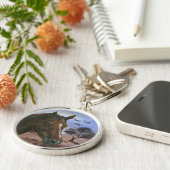 landschaftliches Pferdportrait Kastanienmare Schlüsselanhänger (Seite)