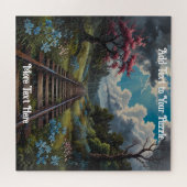 Landschaftliches Rätsel mit Bäumen und Blume Puzzle (Horizontal)